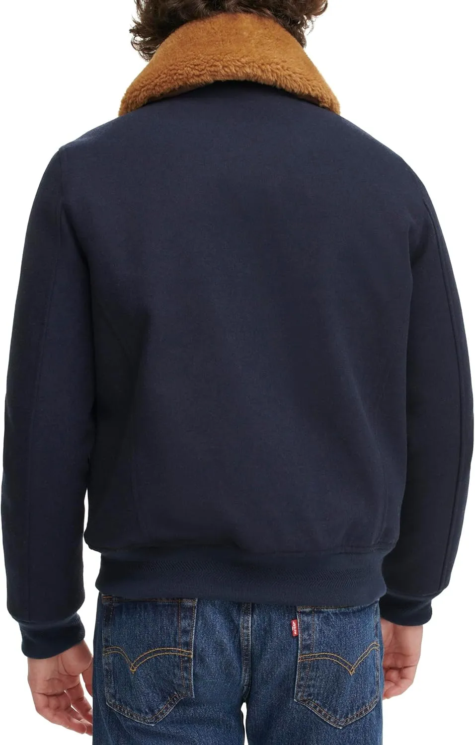 Tommy Hilfiger Men's Wool Blend Bomber Jacket with Faux Fur Collar