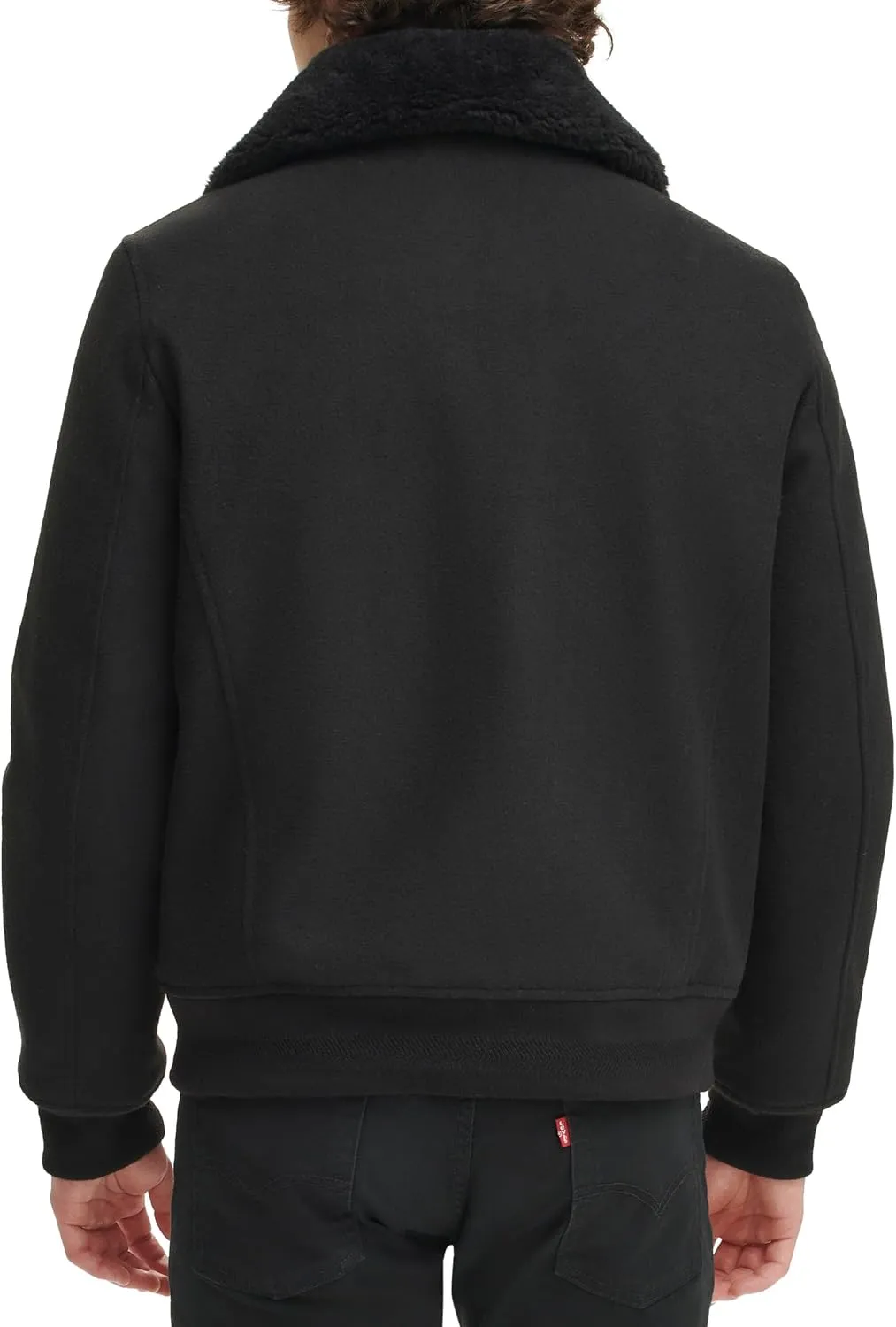 Tommy Hilfiger Men's Wool Blend Bomber Jacket with Faux Fur Collar