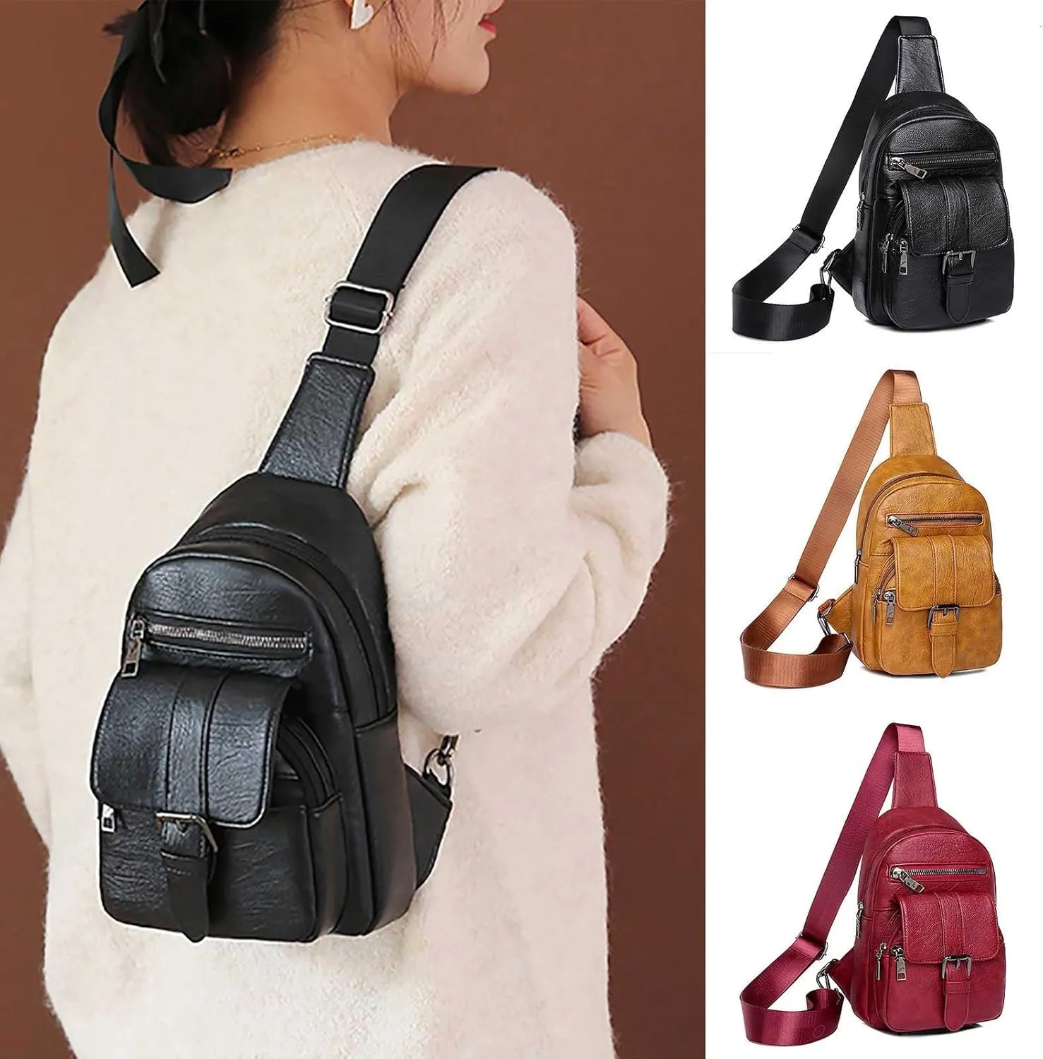 Tote Bag For Women Men Chest Bag Sling Bag Small Crossbody Pu Leather Satchel Day pack Fashion Shoulder Strap Bags G