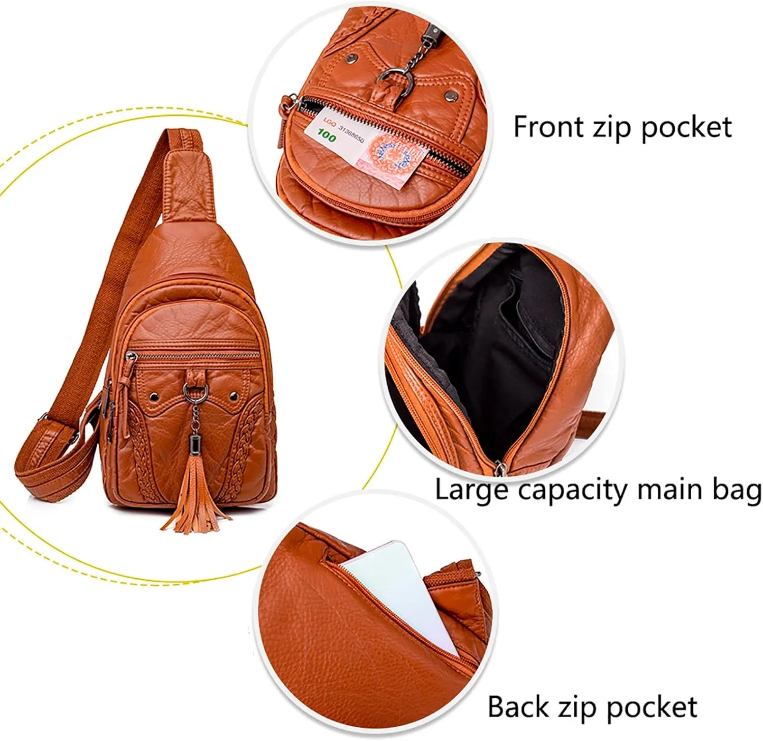 Tote Bag For Women Retro Chest Bag Sling Bag Small Crossbody Pu Leather Satchel Day pack Fashion Shoulder Outdoor Bags i