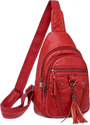 Tote Bag For Women Retro Chest Bag Sling Bag Small Crossbody Pu Leather Satchel Day pack Fashion Shoulder Outdoor Bags i