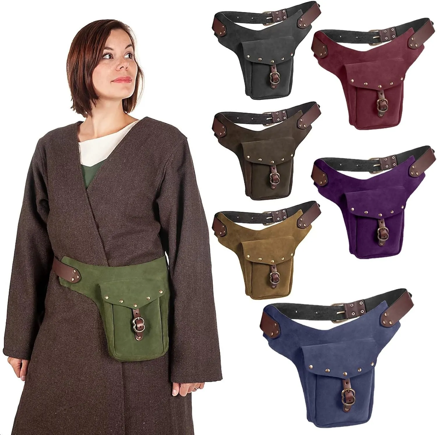 Tote Bag For Women Vintage Medieval Waist Pack Bag Leather Small Purse Leather Sporting Riding Hip Fanny Waist Cos Play E