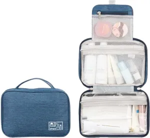 Travel Makeup Bag 10x6.6 Inch Portable Hanging Extra Large Makeup Bag with 3 Comparment Water Resistant Cosmetic Organizer with Handle Toiletry Bag Shampoo,toiletries Full-Size Container