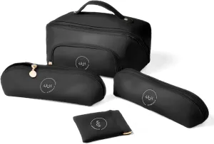 Travel makeup Bag cosmetic organizer Set for Women Pu leather Large Capacity Divider Portable Toiletry Bag 2 Brush Holders Waterproof Jewelry Pouch portable toiletries accessories brush case