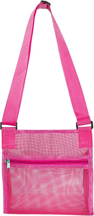 Travel Mesh Pouches with Handle Breathable Adjustable Pouch Zippered Mesh Travel Device Pouch Travel Toiletry Bag for Home Offices Travel,Pink Clearence
