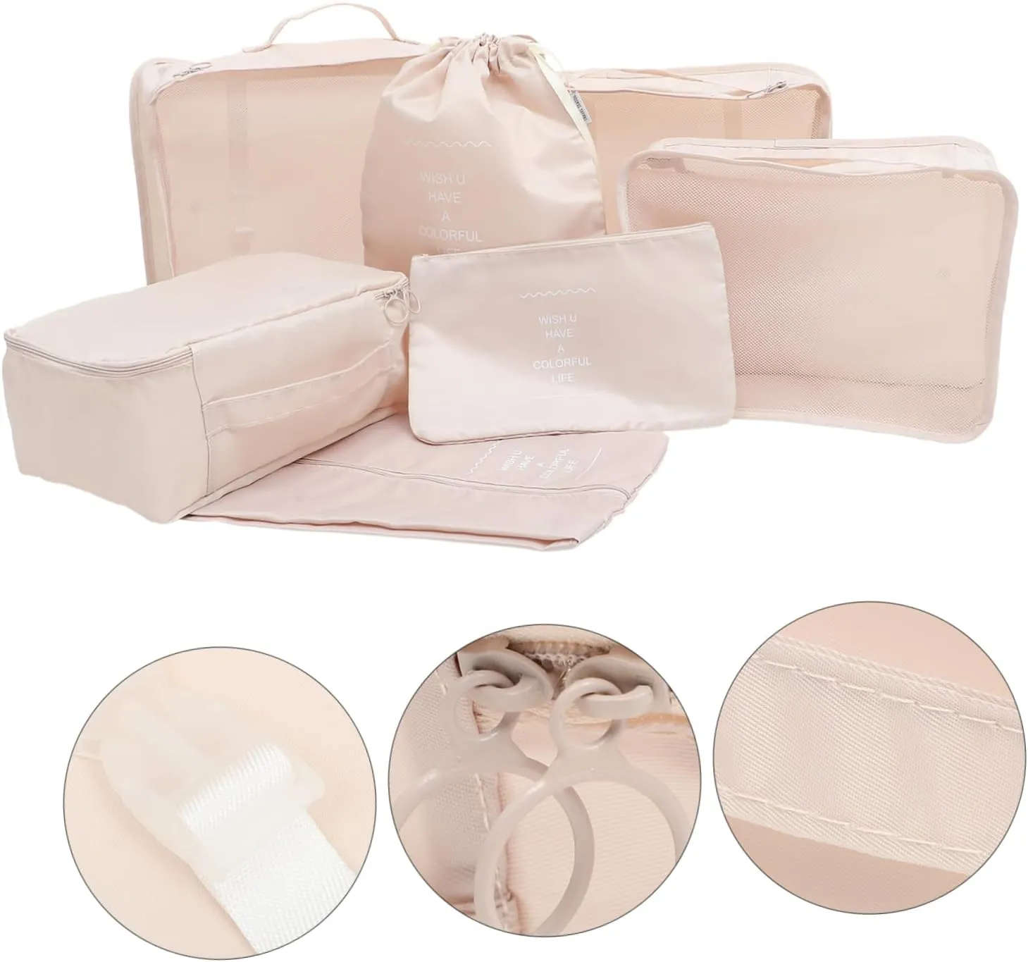 Travel Organized 7pcs Packing Cubes Set Luggage Packing Cubes Hanging Clothes Bag Travel Pouches for Suitcase