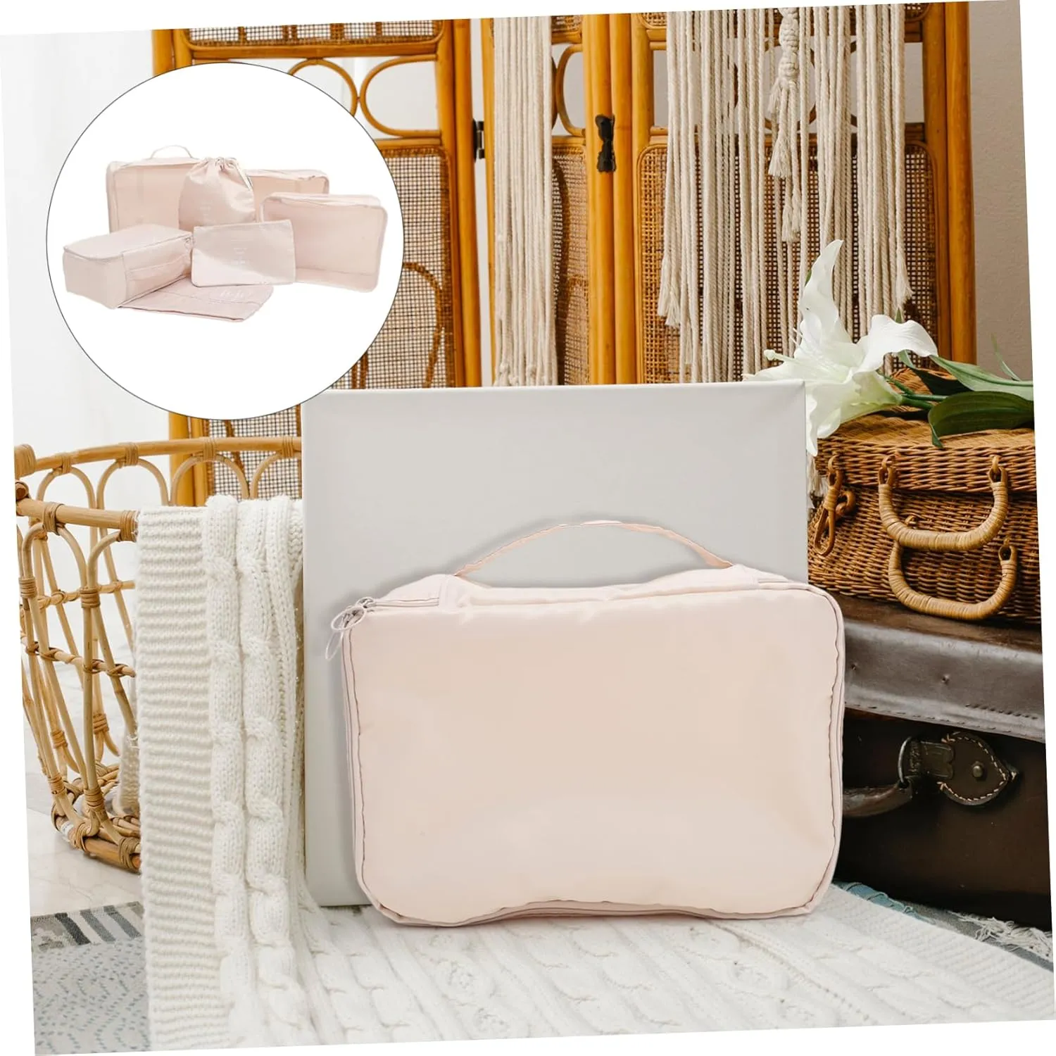 Travel Organized 7pcs Packing Cubes Set Luggage Packing Cubes Hanging Clothes Bag Travel Pouches for Suitcase