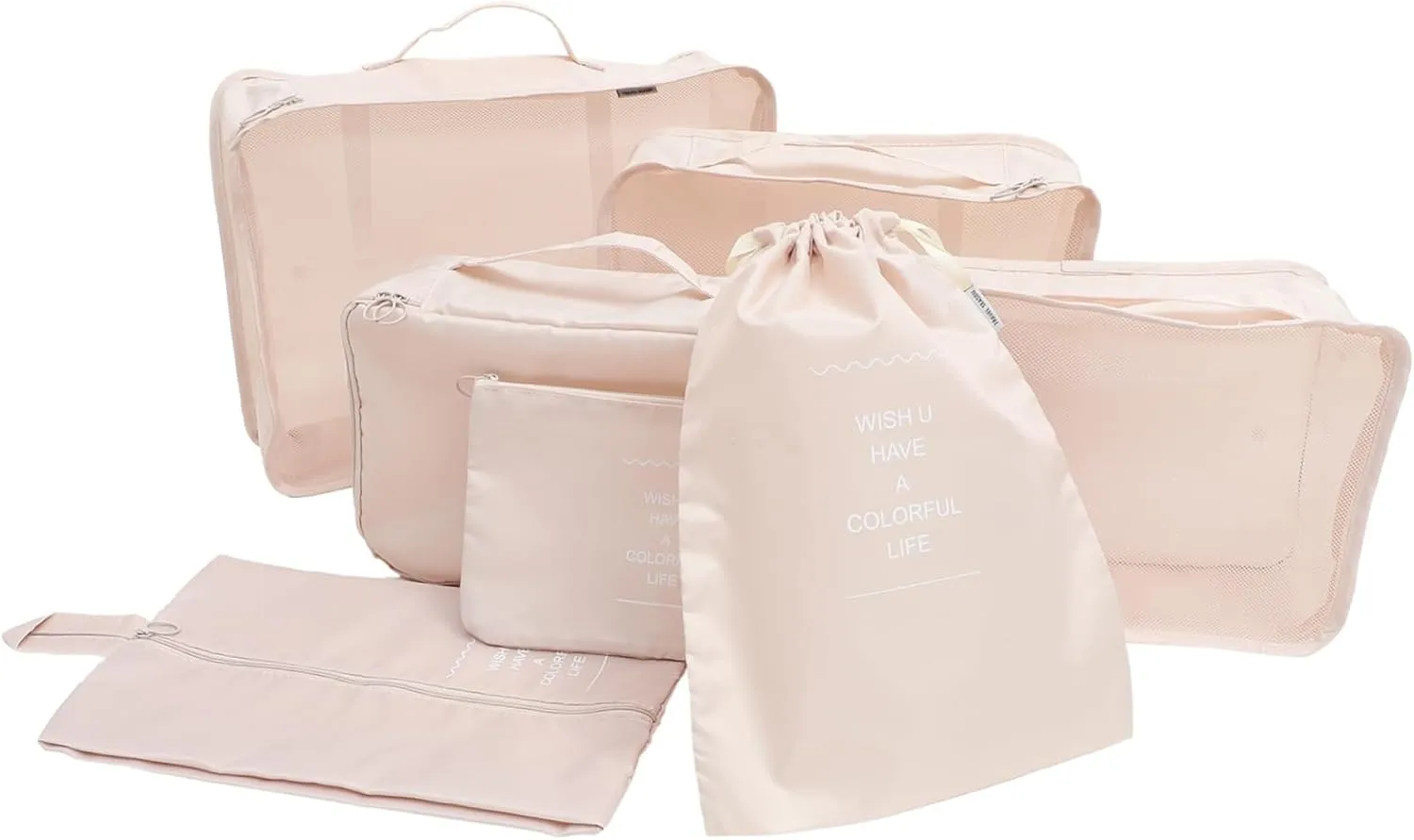 Travel Organized 7pcs Packing Cubes Set Luggage Packing Cubes Hanging Clothes Bag Travel Pouches for Suitcase