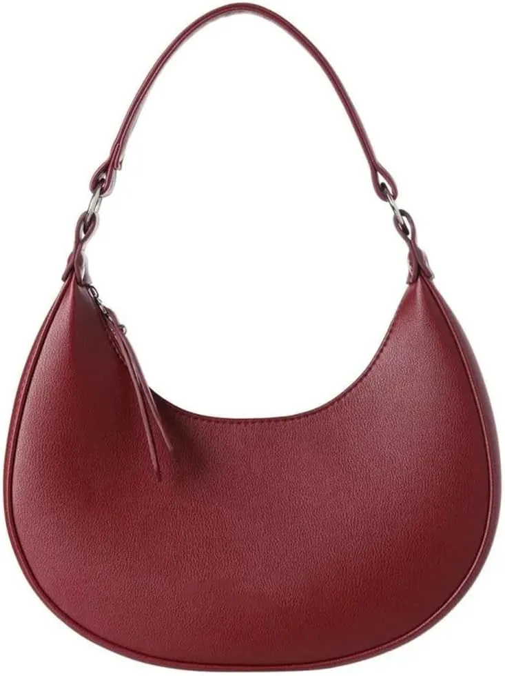 Trendy Half Moon Handbag Portable Large Capacity Shoulder Bag for Women Small Vegan Leather Tote Bag for Work 2025