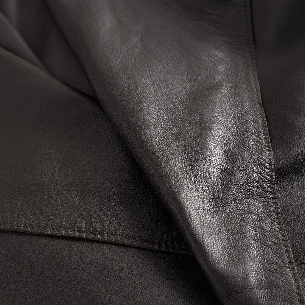 Trendy Naia trenchcoat jakke i blødt skind / 51118 - Chocolate