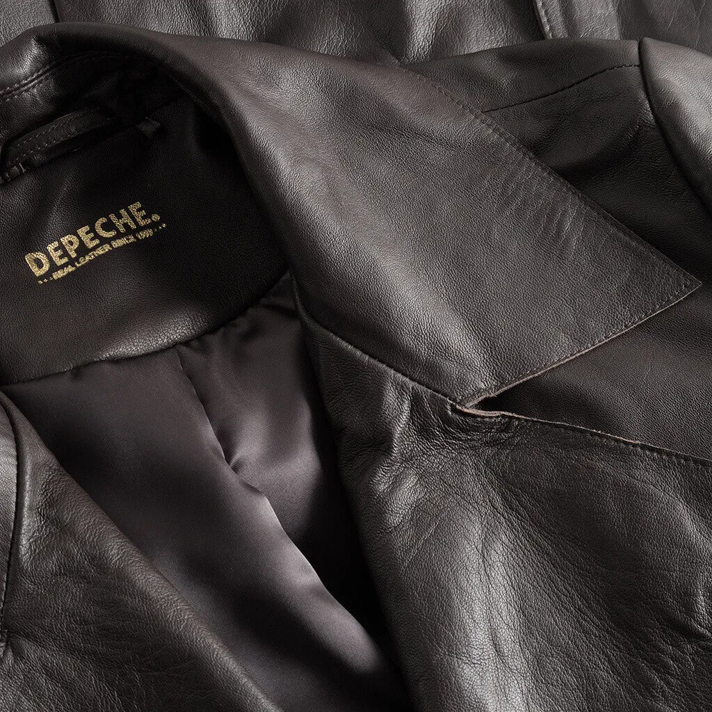Trendy Naia trenchcoat jakke i blødt skind / 51118 - Chocolate