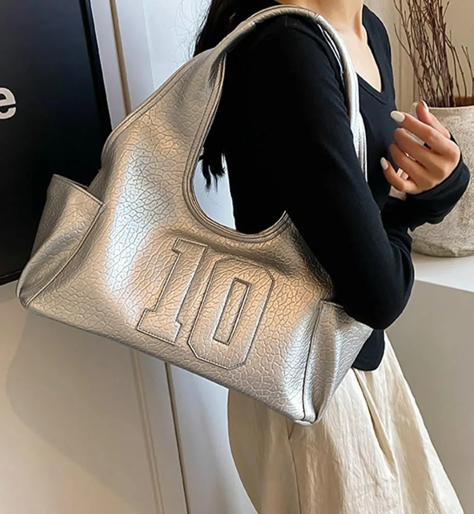 Trendy Vegan Leather Shoulder Bag for Women Top Handle Handbag Y2K Large Tote Purse Working Underarm Satchels
