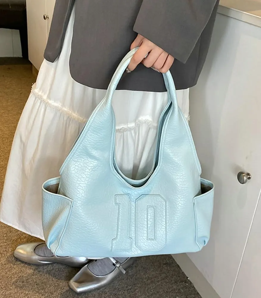 Trendy Vegan Leather Shoulder Bag for Women Top Handle Handbag Y2K Large Tote Purse Working Underarm Satchels