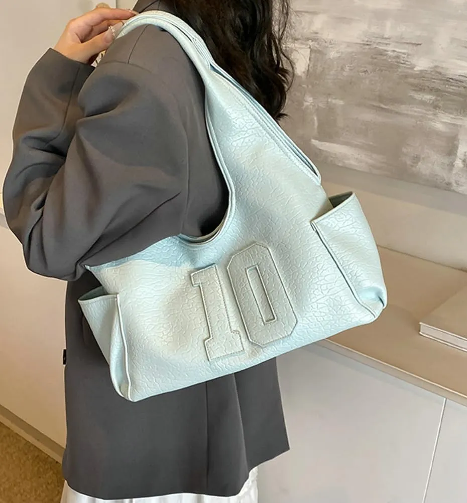 Trendy Vegan Leather Shoulder Bag for Women Top Handle Handbag Y2K Large Tote Purse Working Underarm Satchels