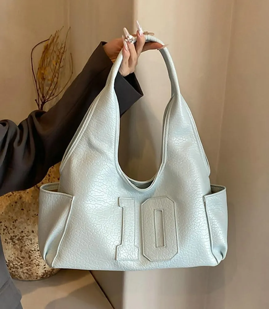 Trendy Vegan Leather Shoulder Bag for Women Top Handle Handbag Y2K Large Tote Purse Working Underarm Satchels