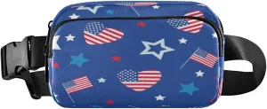 Us Flag Stars Blue Red Belt Bag for Women Men Fanny Pack Small Waist Pouch Crossbody Bags for Outdoor Hiking Running Travel
