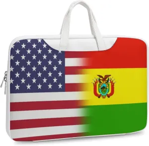 U.S.A Bolivia Flag Leather Bag Laptop Case Slim Water Resistant Computer Bags with Handle Briefcase for Work