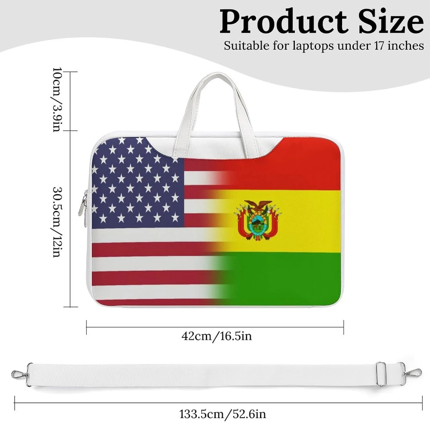 U.S.A Bolivia Flag Leather Bag Laptop Case Slim Water Resistant Computer Bags with Handle Briefcase for Work