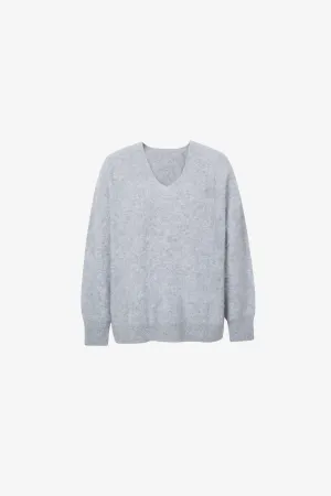 V Neck Cashmere Sweater Rock Gray