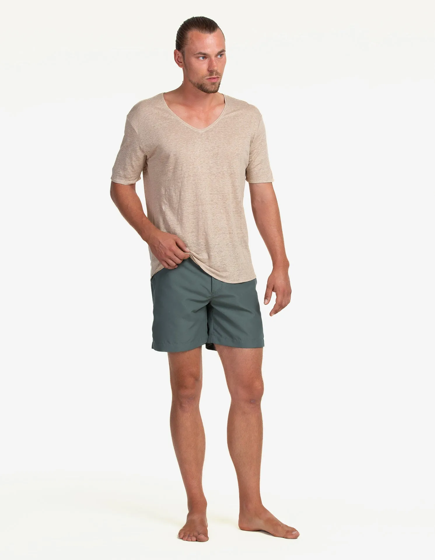 V-NECK LINEN SAND