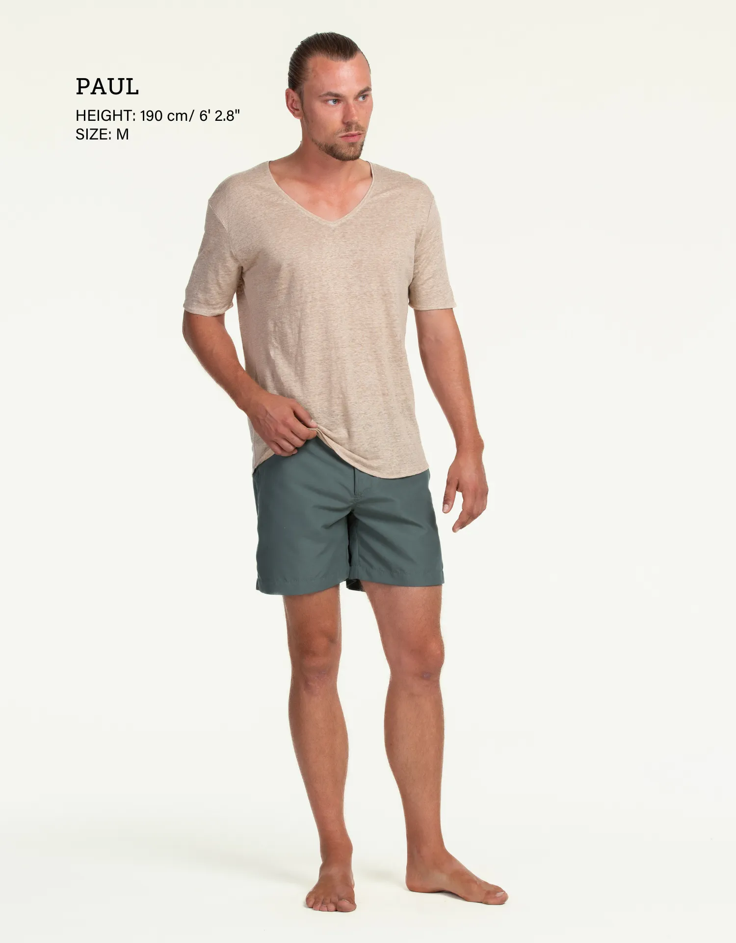 V-NECK LINEN SAND