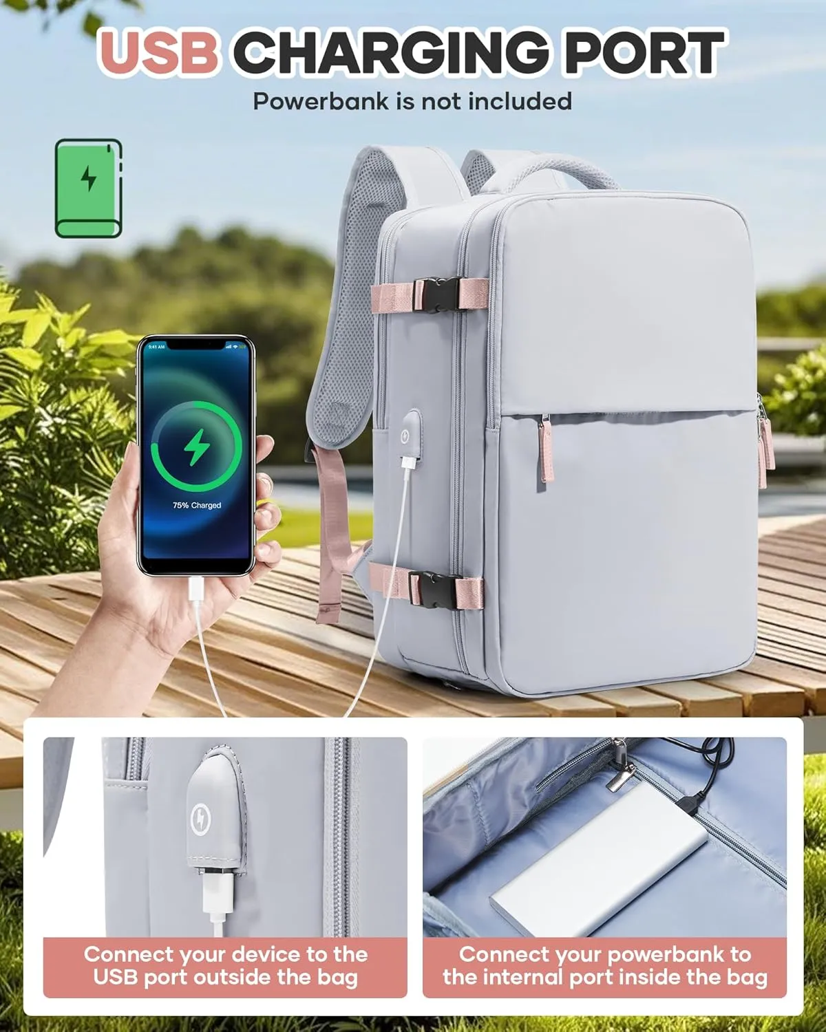 Vacuum Seal Travel Backpack with Air Pump,Compression Vacpack Waterproof Airback Carry On Backpack for Travel Women Men with Vacuum System,Airlines Approved Daypack Laptop Space Saver Bags,Grey