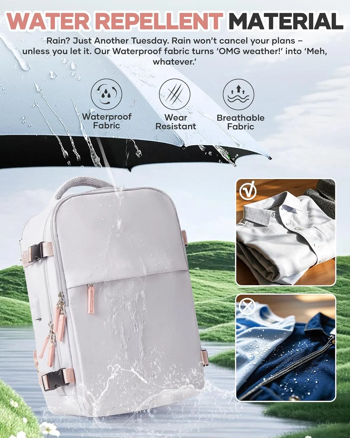 Vacuum Seal Travel Backpack with Air Pump,Compression Vacpack Waterproof Airback Carry On Backpack for Travel Women Men with Vacuum System,Airlines Approved Daypack Laptop Space Saver Bags,Grey