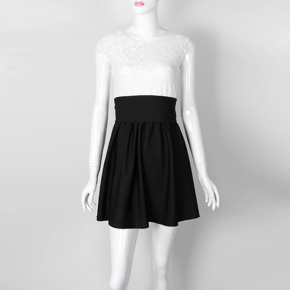 VenusFox Women Cute Beach Summer Lace Mini A Line Dress