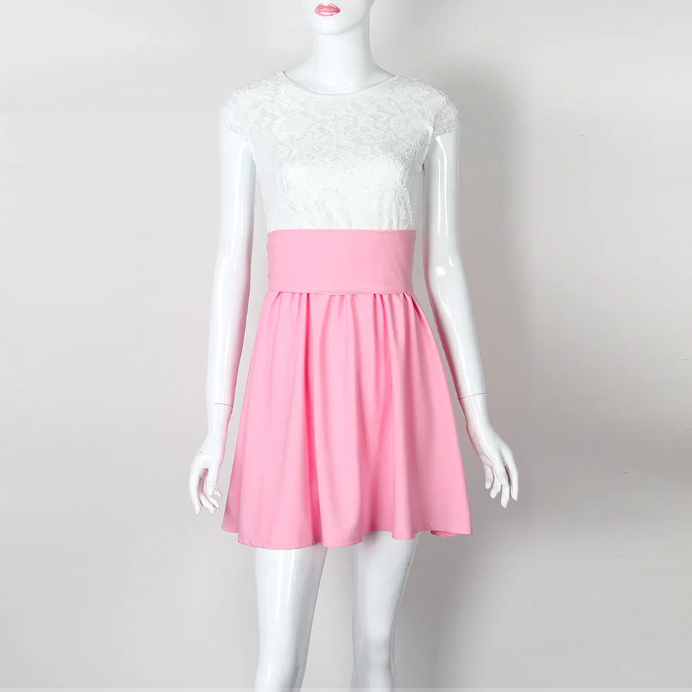 VenusFox Women Cute Beach Summer Lace Mini A Line Dress