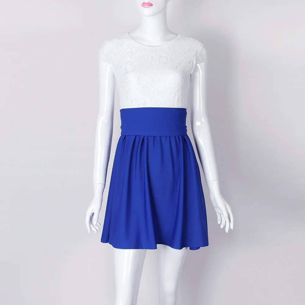 VenusFox Women Cute Beach Summer Lace Mini A Line Dress