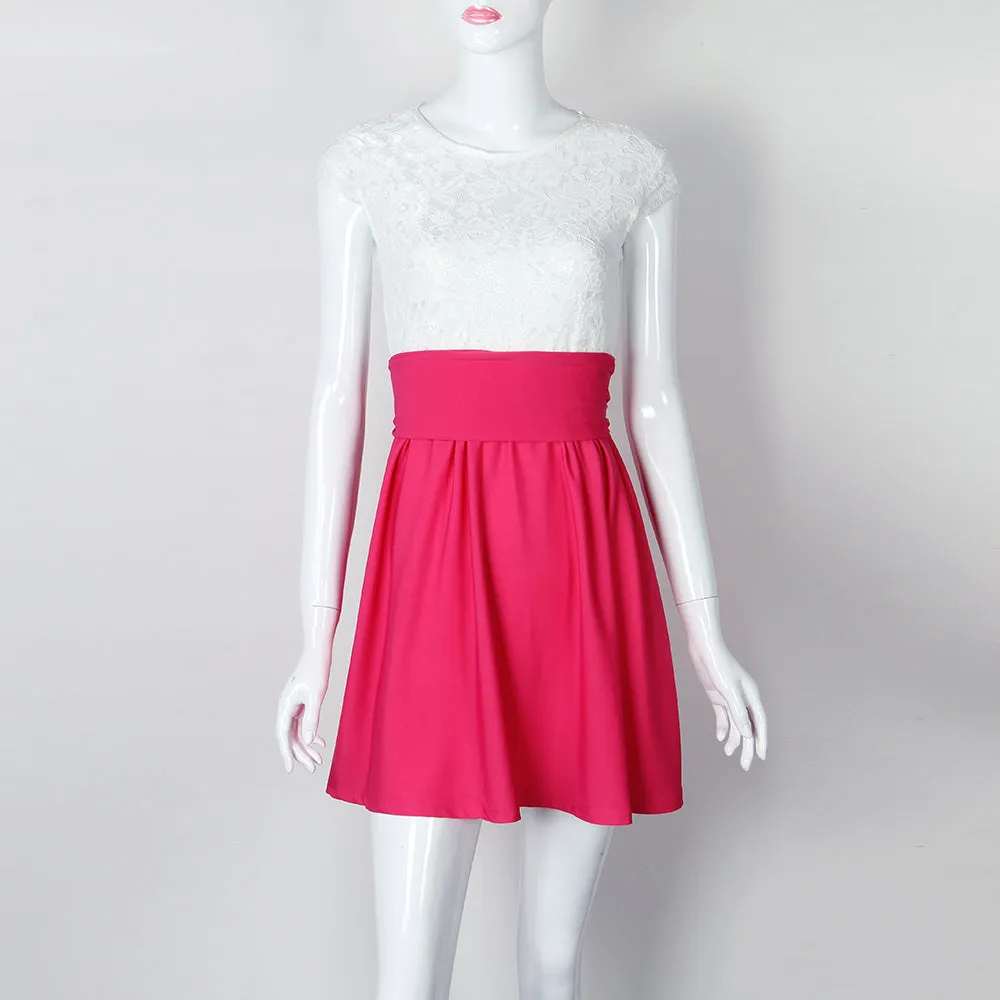VenusFox Women Cute Beach Summer Lace Mini A Line Dress