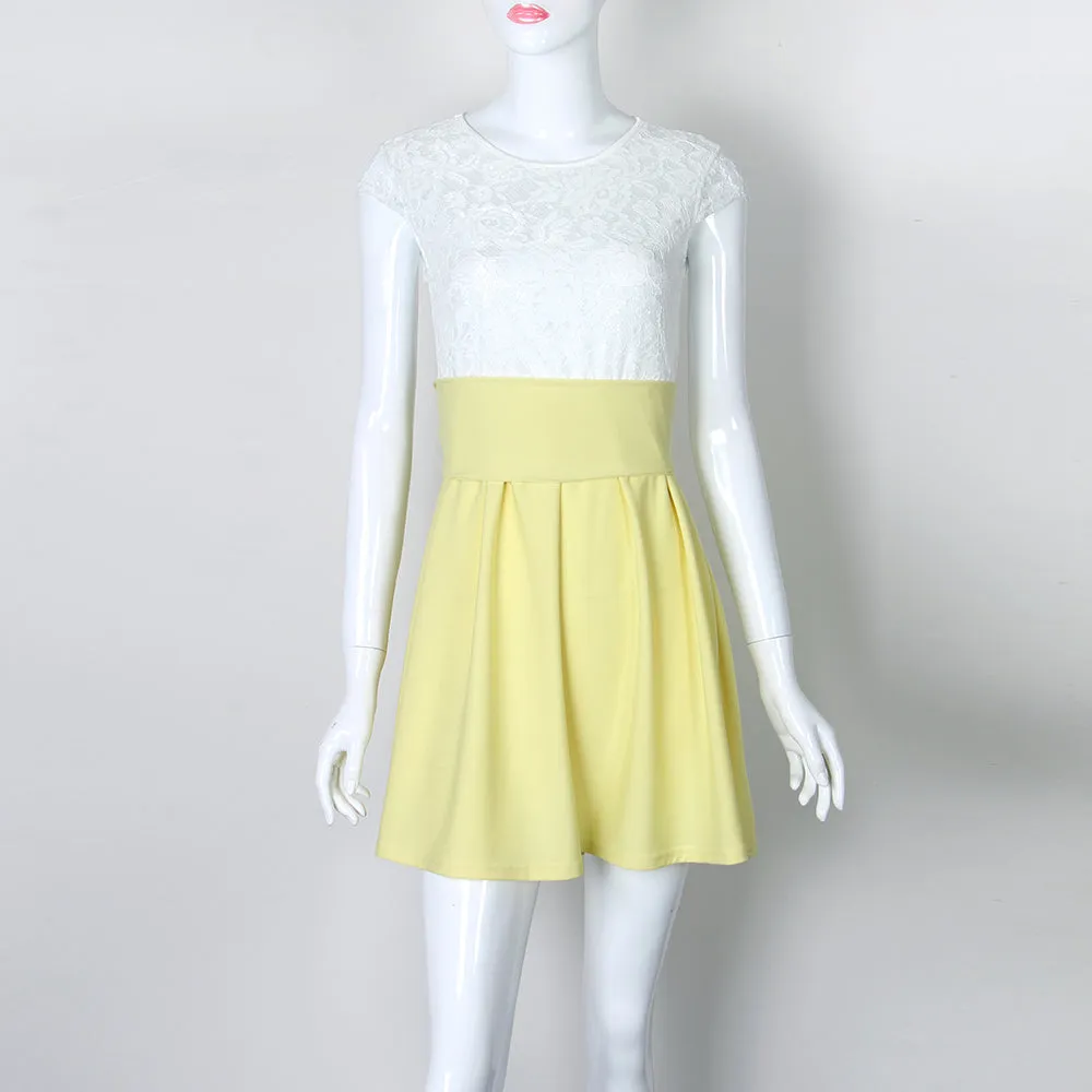 VenusFox Women Cute Beach Summer Lace Mini A Line Dress
