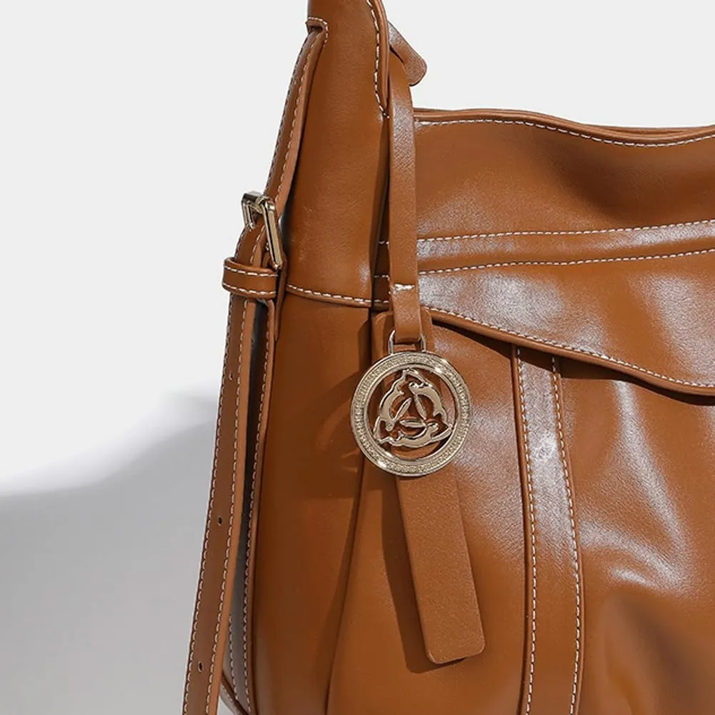 Vintage Shoulder Bags for Women PU Leather Tote Crossbody Purse Soft Handbags Large Capacity Satchels