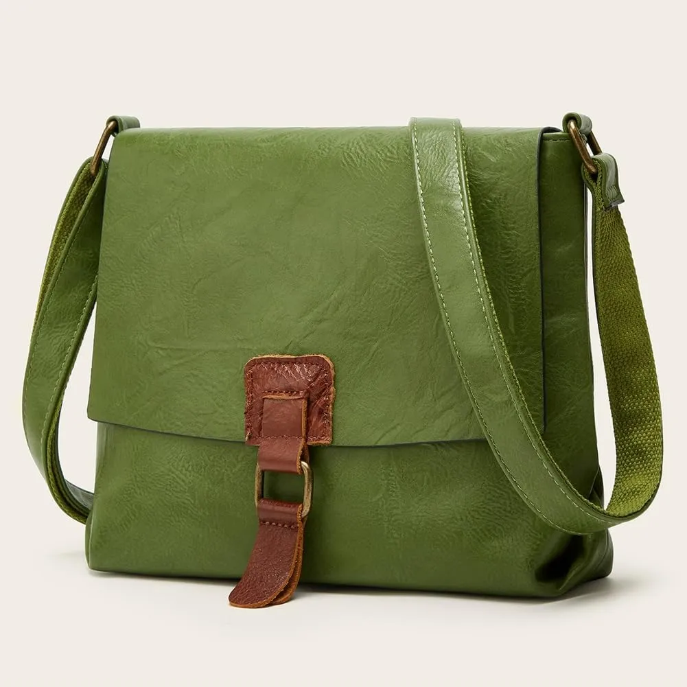 Vintage Shoulder Crossbody Purse for Women Soft Vegan Leather Tote Bag Casual Small Handbag Messenger Satchels