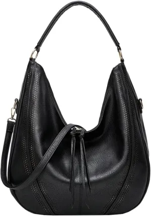 Vintage Vegan Leather Large Crossbody Shoulder Handbags for Women Purse Wallet Set with Casual Totes Hobo Bag Purses
