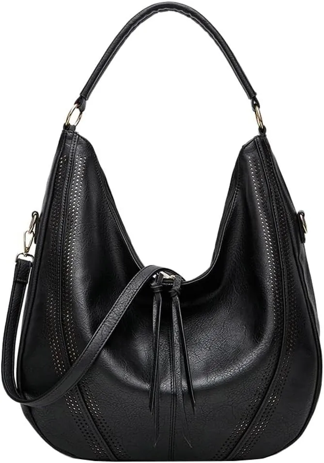 Vintage Vegan Leather Large Crossbody Shoulder Handbags for Women Purse Wallet Set with Casual Totes Hobo Bag Purses