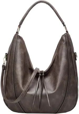 Vintage Vegan Leather Large Crossbody Shoulder Handbags for Women Purse Wallet Set with Casual Totes Hobo Bag Purses