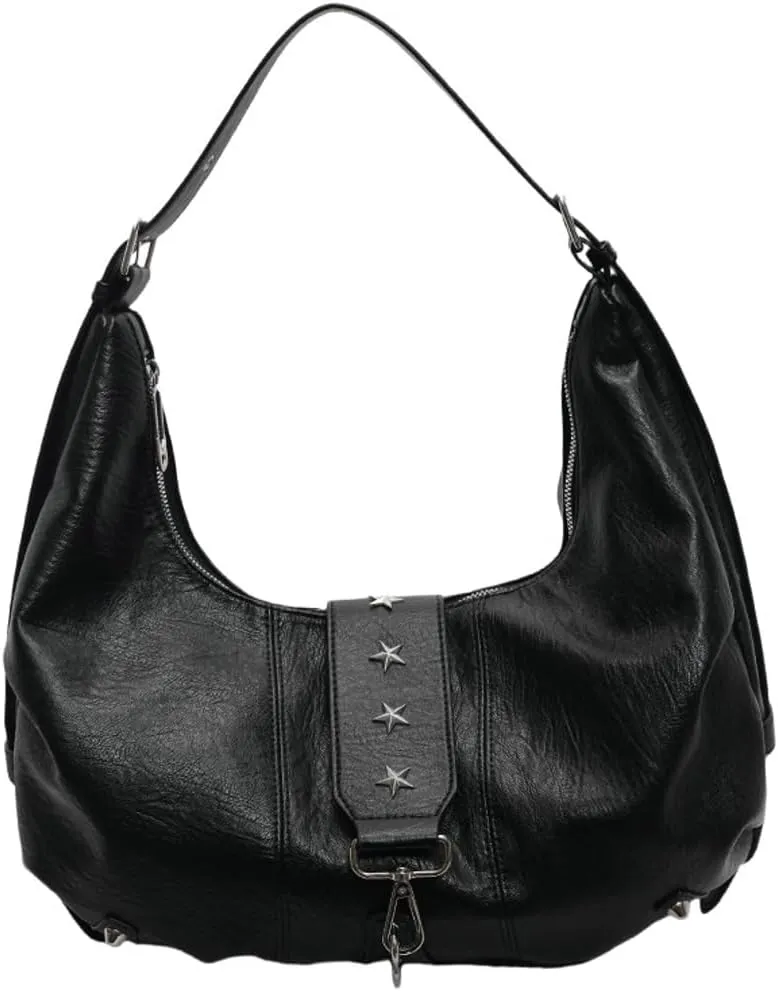 Vintage Vegan Leather Shoulder Bags for Women Large Dumpling Tote Purses Soft Handbags Y2k Metal Crossbody Satchels