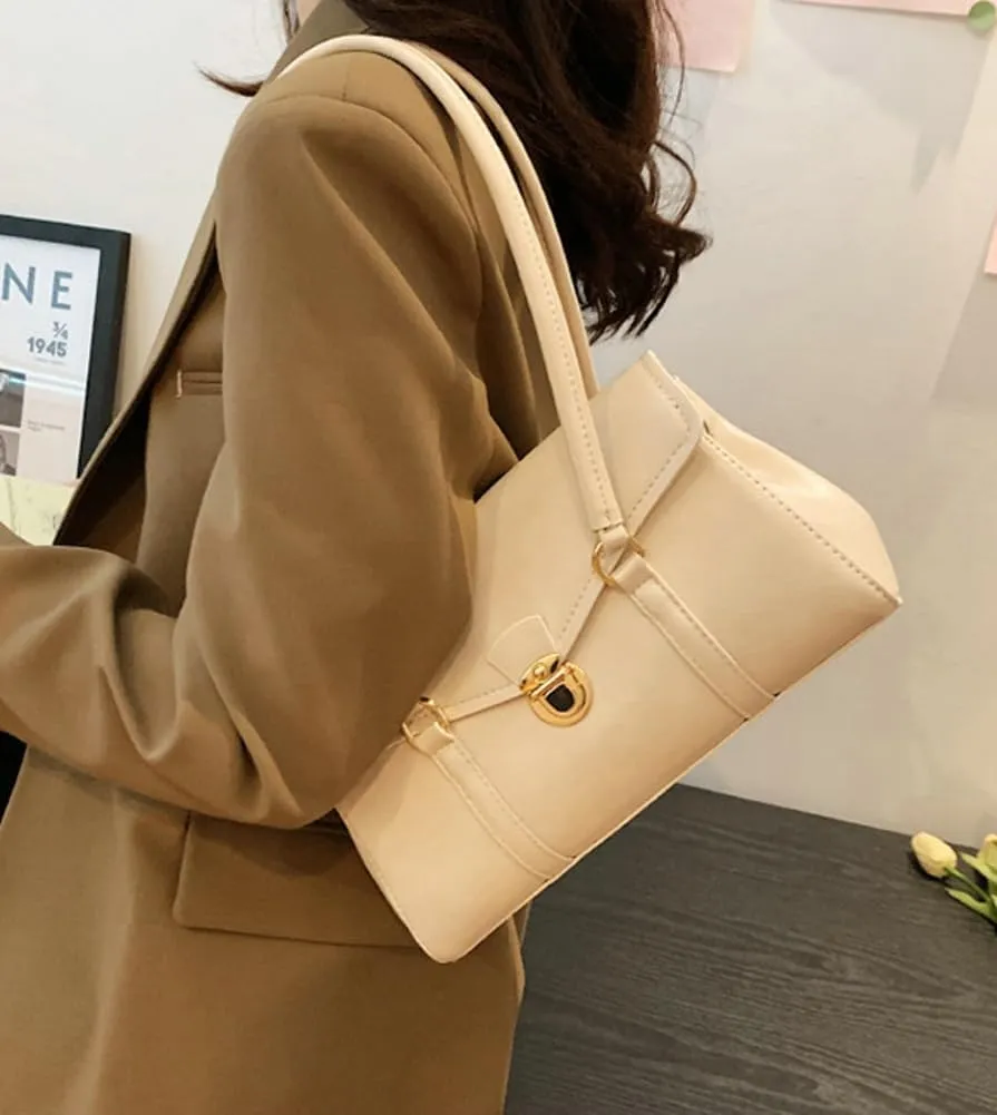 Vintage Vegan Leather Shoulder Bags for Women Small Tote Purse Ladies Trendy Handbags Top Handle Satchels 2025