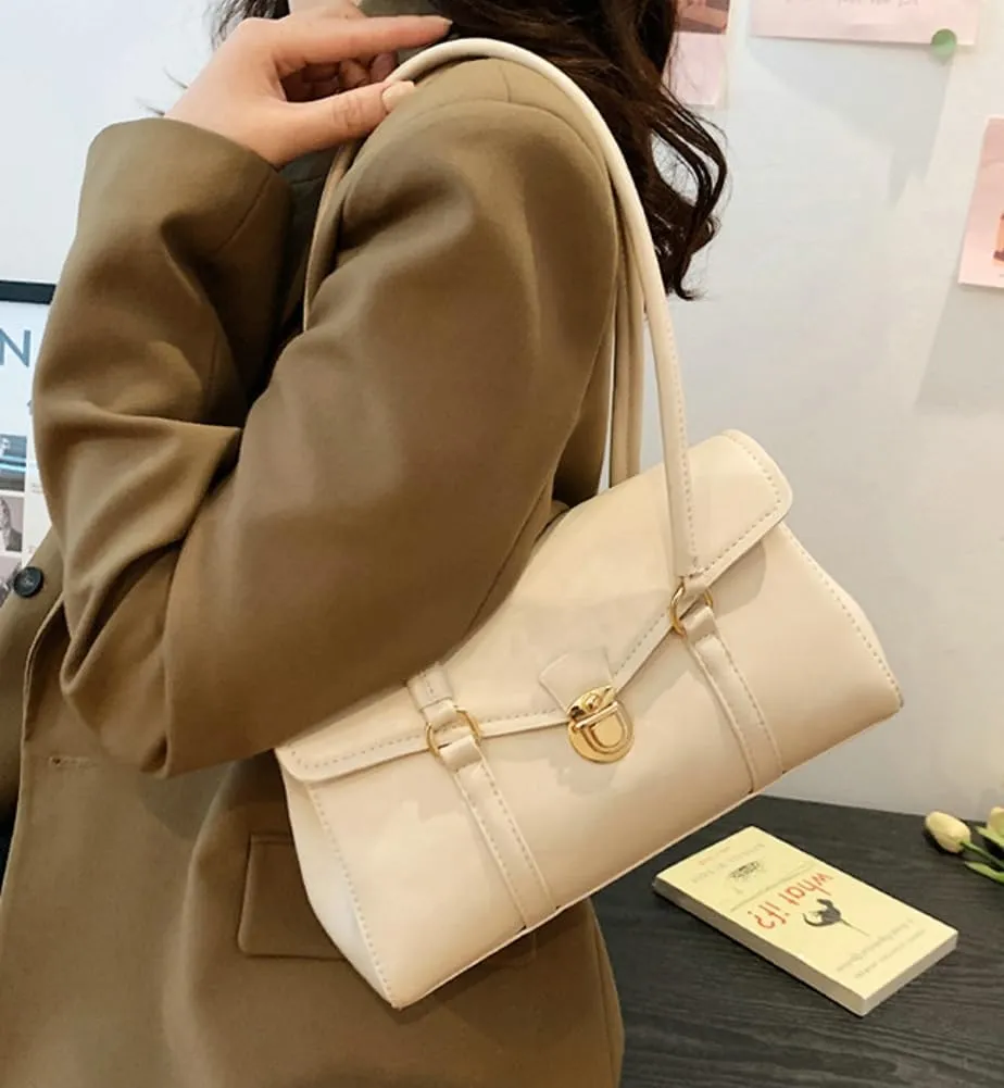 Vintage Vegan Leather Shoulder Bags for Women Small Tote Purse Ladies Trendy Handbags Top Handle Satchels 2025