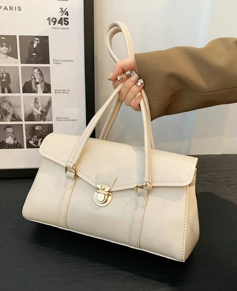 Vintage Vegan Leather Shoulder Bags for Women Small Tote Purse Ladies Trendy Handbags Top Handle Satchels 2025