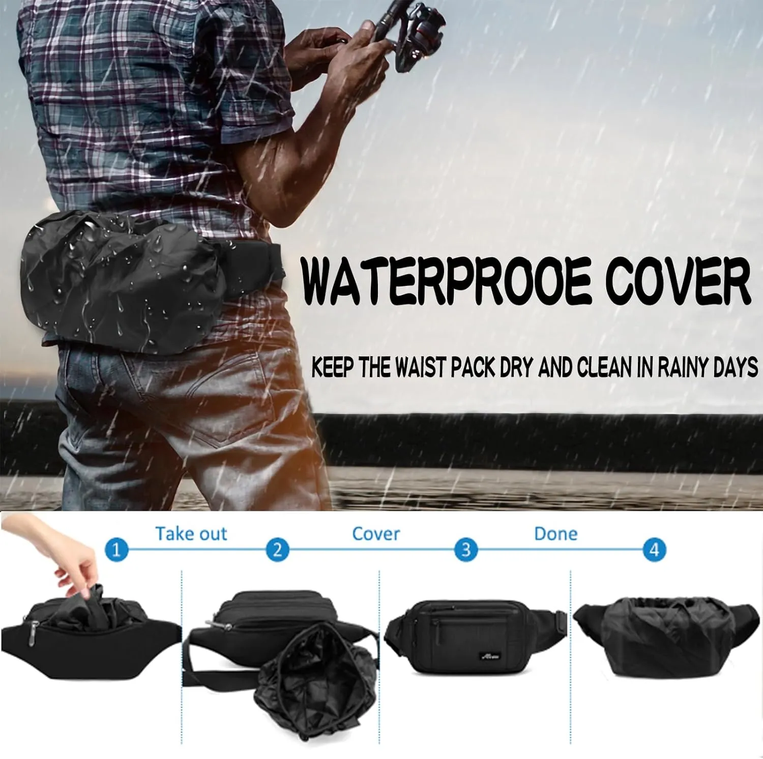 Waist Pack Bag Fanny Pack for Men&Women Hip Bum Bag with Adjustable Strap for Outdoors Workout Traveling Casual Running Hiking Cycling (New Black)