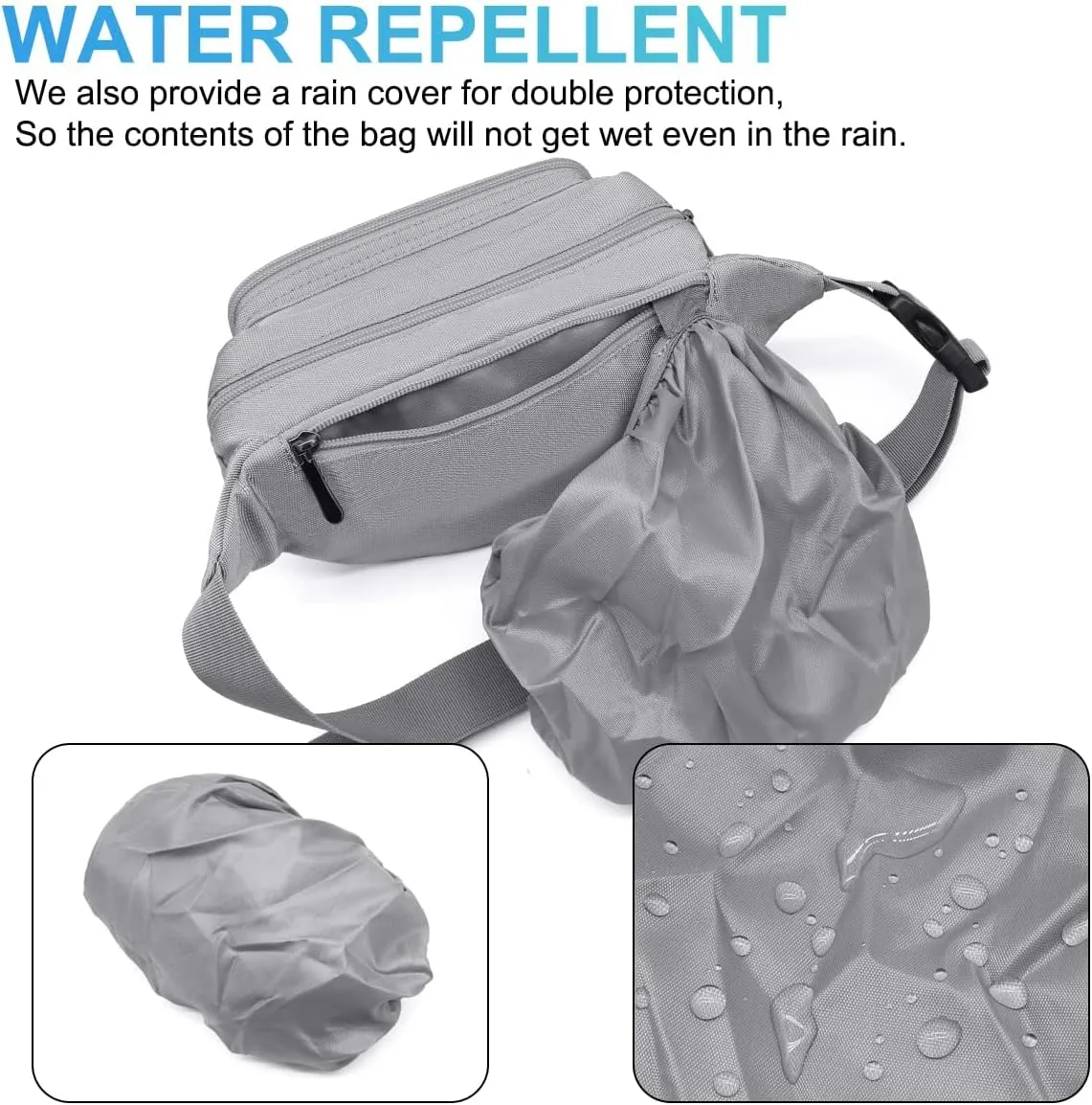 Waist Pack Bag Fanny Pack for Men&Women Hip Bum Bag with Adjustable Strap for Outdoors Workout Traveling Casual Running Hiking Cycling (New Grey)