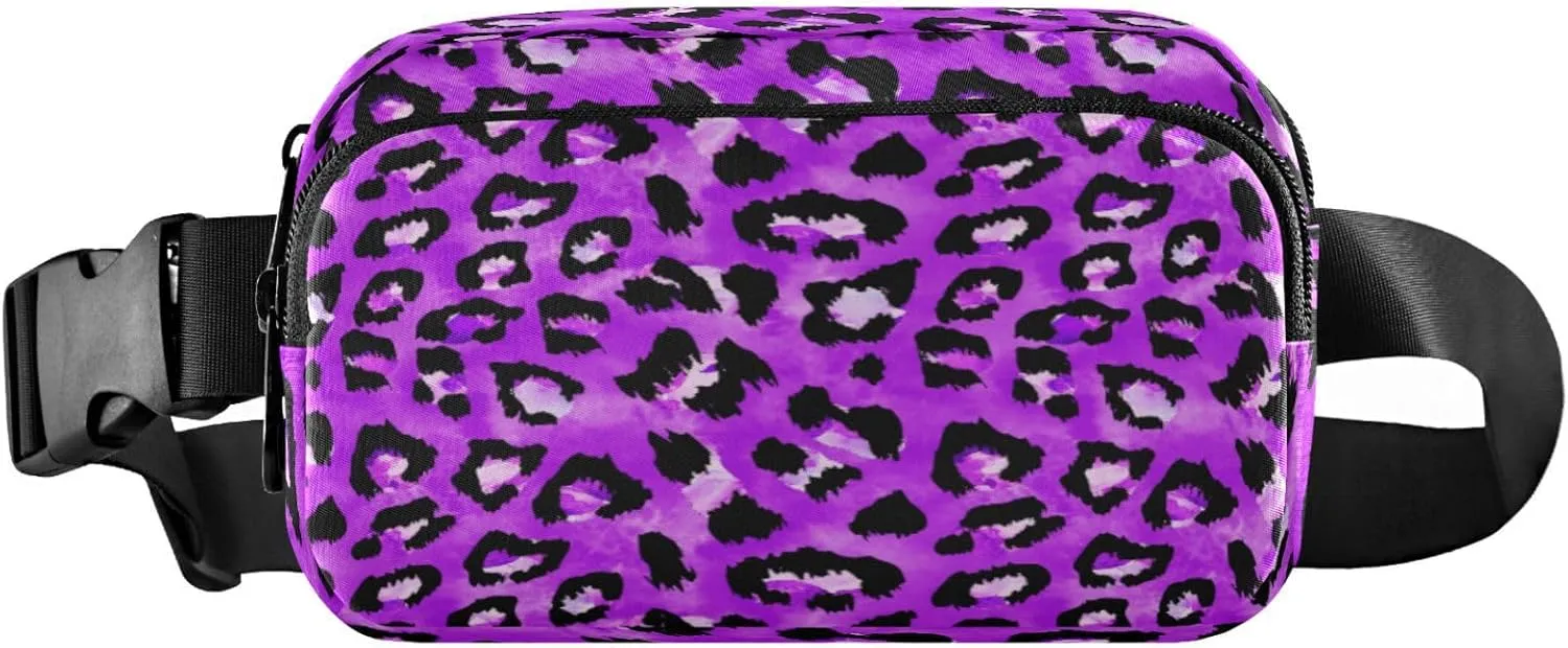 Watercolor Animal Skin Leopard Tie Dye Gradient Belt Bag for Women Men Fanny Pack Small Waist Pouch Crossbody Bags for Outdoor Hiking Running Travel