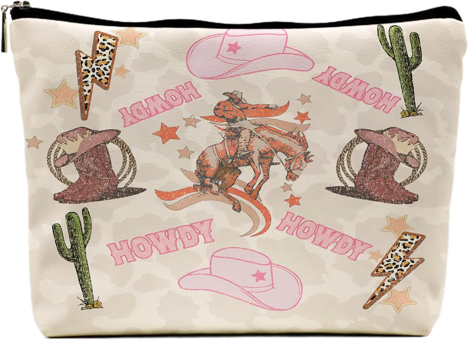 Western Makeup Bag, Hot Pink Makeup Bag,Make Up Bag,Teen Girls Gift,Cowgirl Gifts Western Gifts,Horse Rider Gifts,(Pu Leather Makeup Bag), pink(pu)A