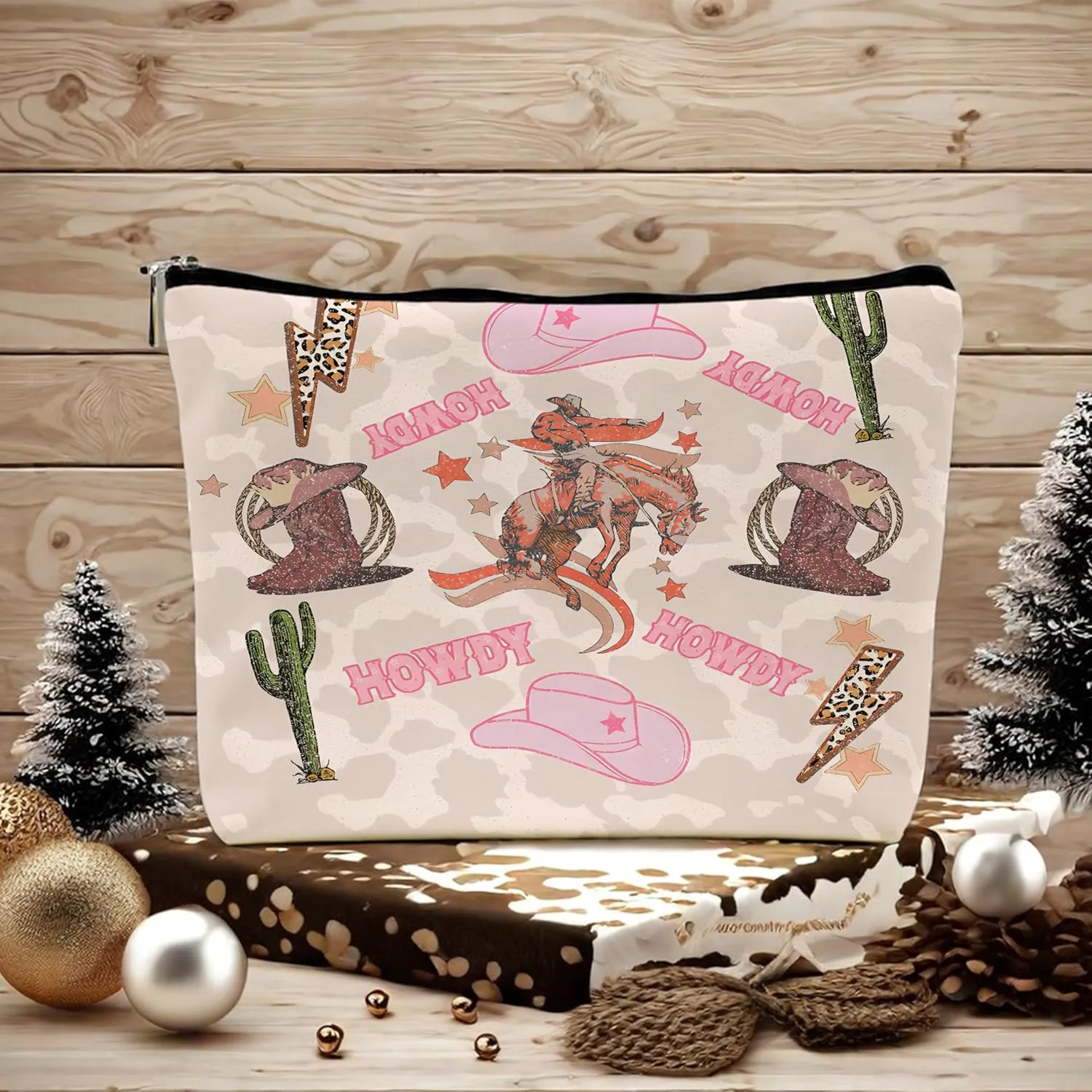 Western Makeup Bag, Hot Pink Makeup Bag,Make Up Bag,Teen Girls Gift,Cowgirl Gifts Western Gifts,Horse Rider Gifts,(Pu Leather Makeup Bag), pink(pu)A
