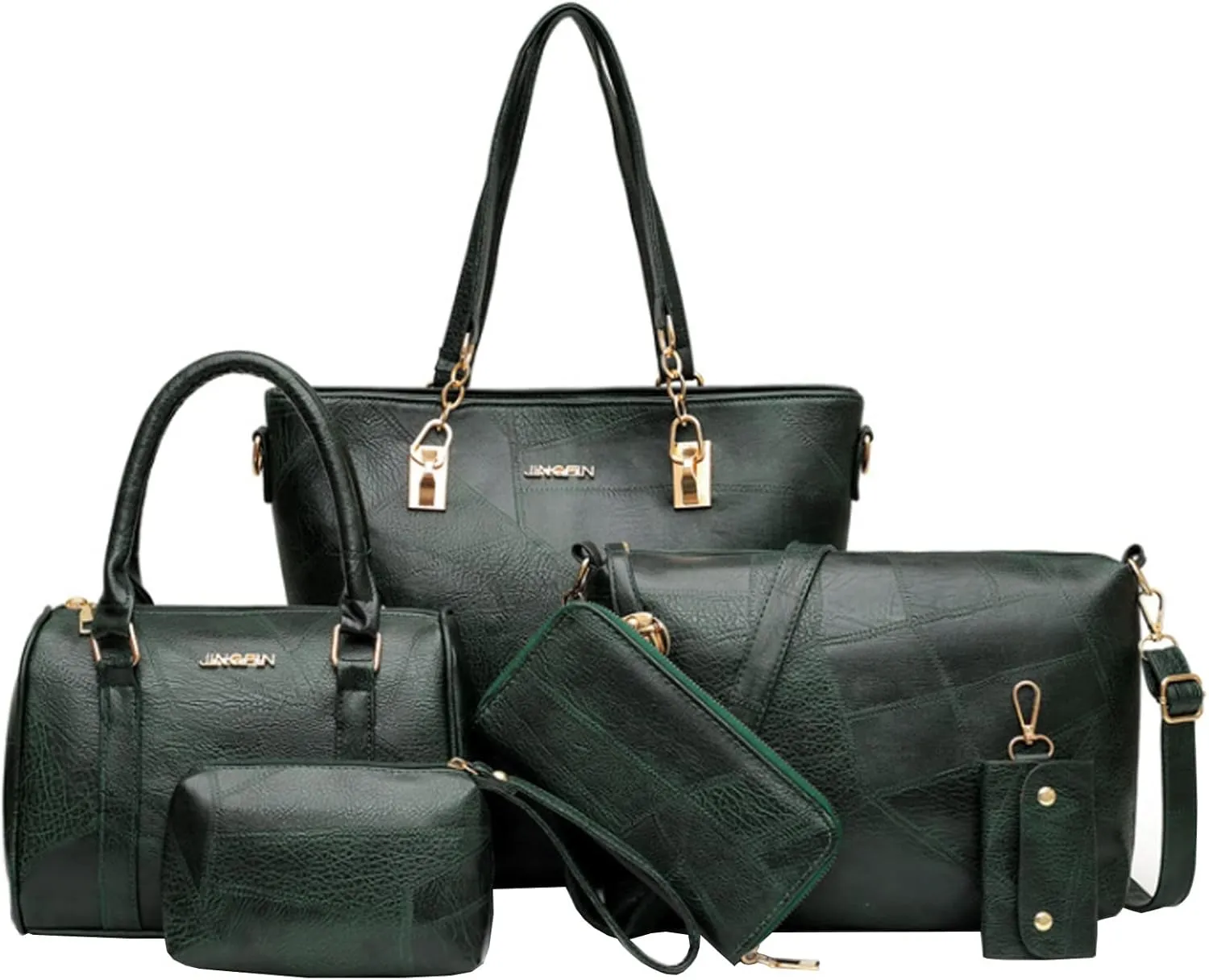 Women 6PCS Handbag and Purse Set Hobo Tote Satchels Shoulder Bag Clutch Wallet