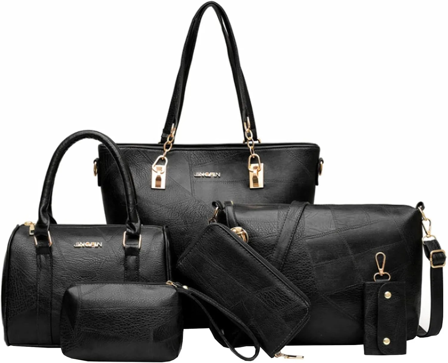 Women 6PCS Handbag and Purse Set Hobo Tote Satchels Shoulder Bag Clutch Wallet