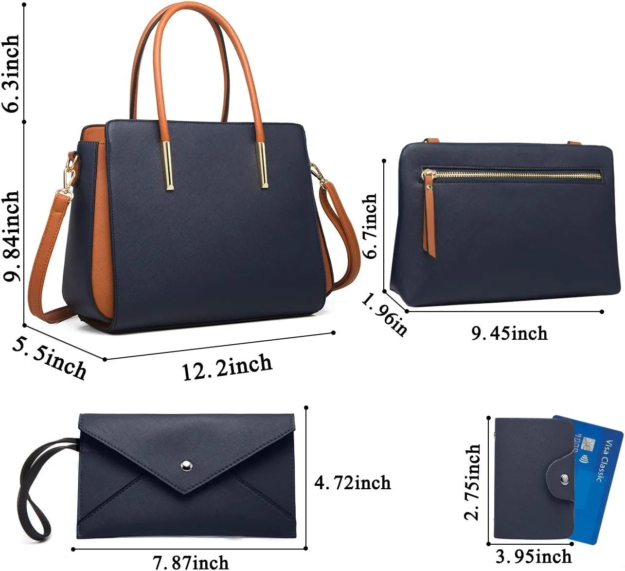 Women Fashion Handbags 4pcs Tote Bags Set Shoulder Bag Top Handle Satchels Purse