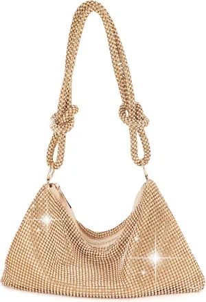 Women Gold Clutch, Rhinestone Gold Purse Wedding,Evening Clutch Purses For Women 10.2"0.4"6.69"